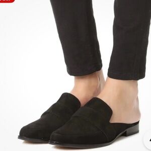 Rebecca‎ Minkoff Black Slip On Suede Pointed Toe Mules Shoes Mika Mule Size 6.5